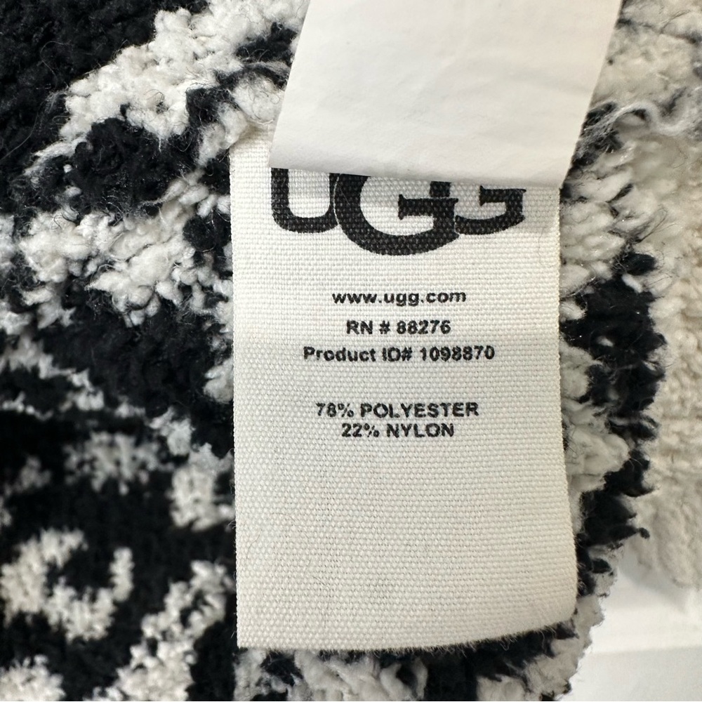 UGG Black and White leopard Print open front Cardigan with pockets size medium - Picture 6 of 8